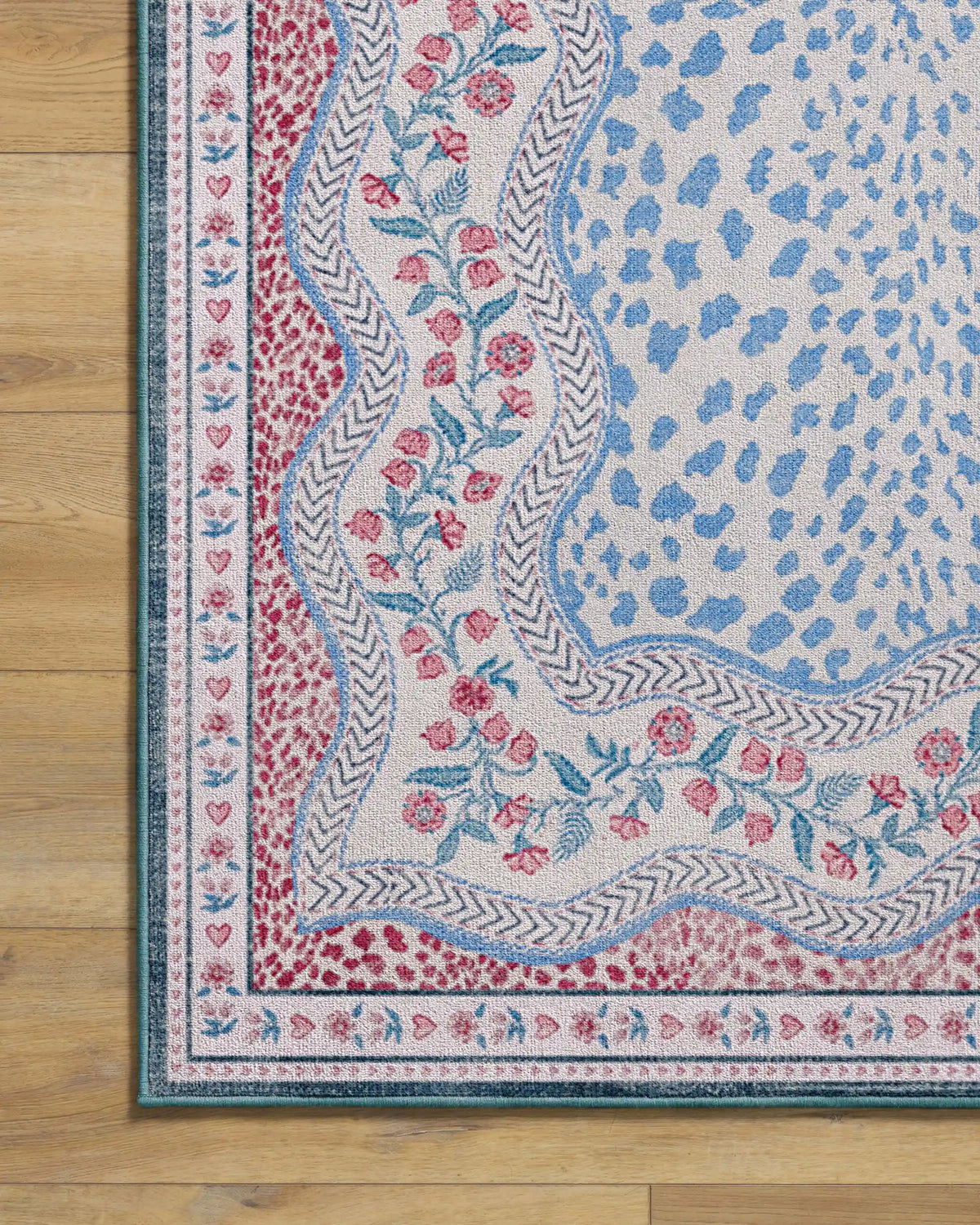 Wendy Animal Border Blue & Pink Rug by Humberto Leon